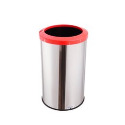 Lixeira Inox Com Aro Plástico Cores 35 Litros Cesto De Lixo - Laranja - 1