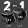 Fritadeira Elétrica Air Fryer Grand Family 5,2L Antiaderente, Aviso Sonoro e Timer 60min 127v Wap - 3
