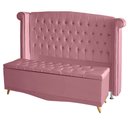 Ver imagem 1 de Kit Cabeceira de Cama Box e Calçadeira Baú Malibu Queen 160 Cm Suede Rosa Bebê do Lar Móveis