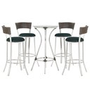 Ver imagem 1 de Jogo de Mesa Bistrô com Tampo de Vidro Redondo 4 Banquetas em Alumínio e Fibra Sintética Argila