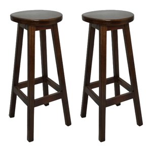 Kit 2 Banquetas Altas Madeira sem Encosto Cozinha Balcão Bancada Bar Imbuia