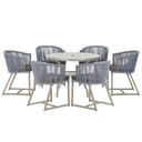 Ver imagem 1 de Mesa com 6 Cadeiras de Jantar Roma 120cm e Noronha em Alumínio Fendi Corda Náutica Estofado 11 Trama