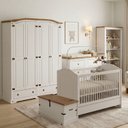 Ver imagem 1 de Quarto de Bebê Completo 100% MDF com Guarda Roupa Cômoda Berço Estante e Baú Smile Bege Creme/Carval