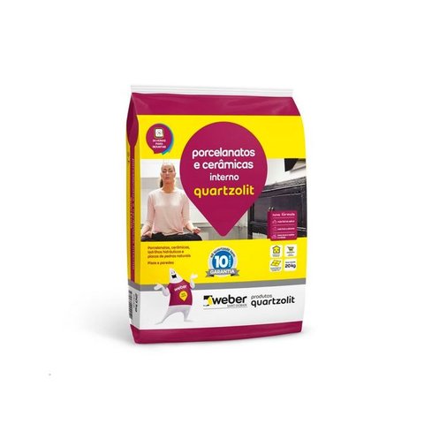 Argamassa Porcelanato e Ceramica Interno Cinza 20kg Quartzolit