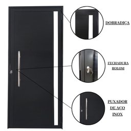 Porta Lambril de Alumínio 210 x 90cm com Puxador e Vidro Linha Veneza Lado Direito - 4