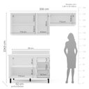 Ver imagem 3 de Armário de Cozinha Modulada 3 Peças 200cm com Tampo 250087 Amara Politorno