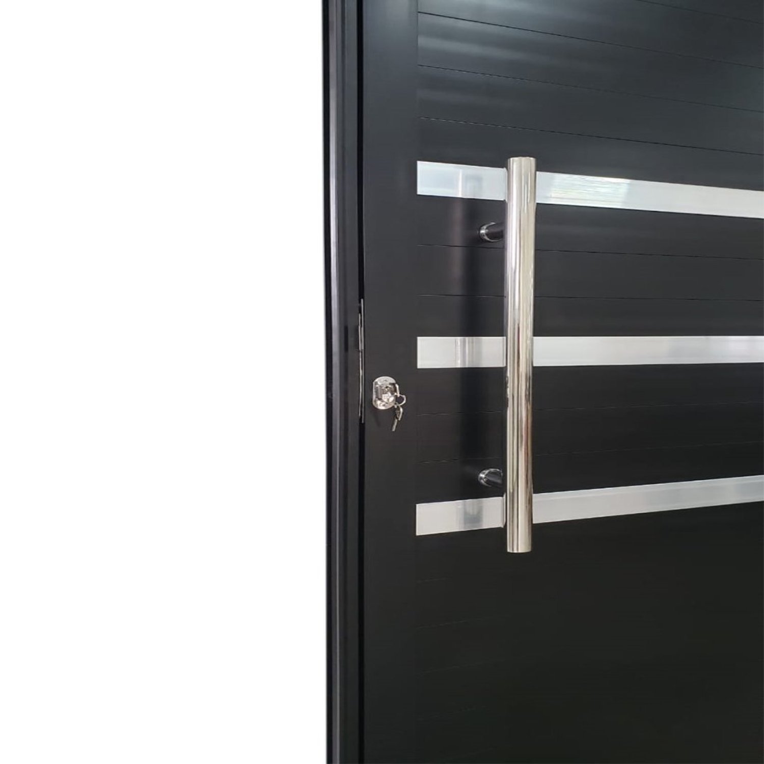 Porta Lambril de Alumínio 210 x 80cm com Friso e Visor Linha Veneza Lado Esquerdo - 7