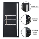 Ver imagem 5 de Porta Lambril de Alumínio 210 x 90cm com Friso e Visor Linha Veneza  Abertura Direita
