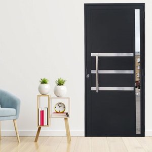 Porta Lambril de Alumínio 210 x 90cm com Friso e Visor Linha Veneza Lado Direito