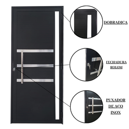 Porta Lambril de Alumínio 210 x 90cm com Friso e Visor Linha Veneza Lado Direito - 5