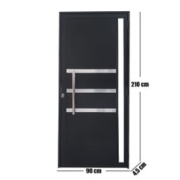 Porta Lambril de Alumínio 210 x 90cm com Friso e Visor Linha Veneza Lado Direito - 4