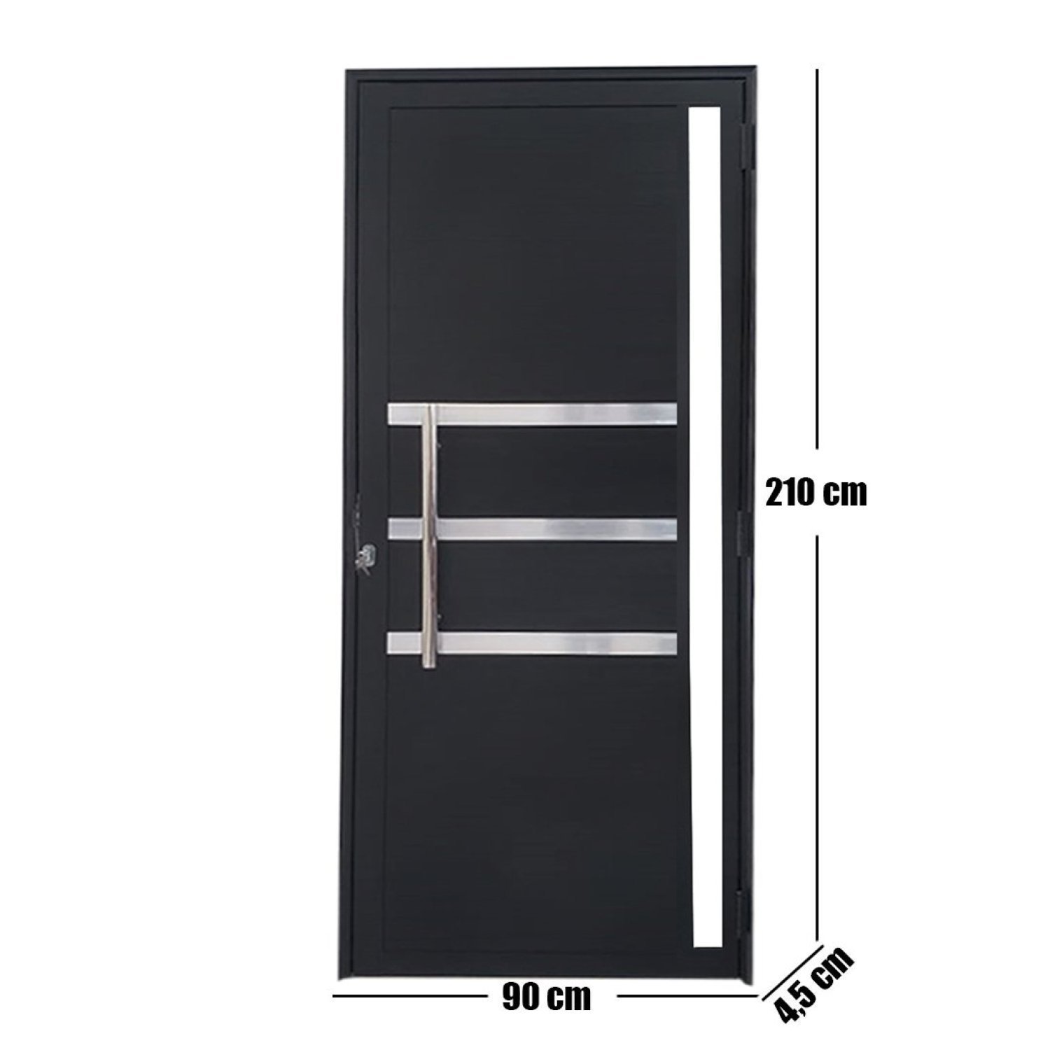 Porta Lambril de Alumínio 210 x 90cm com Friso e Visor Linha Veneza Lado Direito - 5