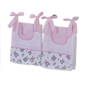 Ver imagem 2 de Porta Fralda Organizador Quarto de Bebê Menino Menina 2 Peças com Laço:urso Rosa