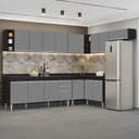 Ver imagem 2 de Armário de Cozinha Modulado de Canto 8 Peças Cp26 Balcão com Tampo Preto/cinza - Lumil Lumil Móveis