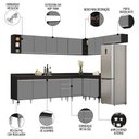 Ver imagem 4 de Armário de Cozinha Modulado de Canto 8 Peças Cp26 Balcão com Tampo Preto/cinza - Lumil Lumil Móveis