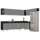Ver imagem 1 de Armário de Cozinha Modulado de Canto 8 Peças Cp26 Balcão com Tampo Preto/cinza - Lumil Lumil Móveis