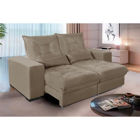 Sofá Retrátil e Reclinável 2,10m Suede Miami