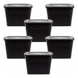 Kit 6 Caixas Organizadora Ecobox 80l Preta - 1