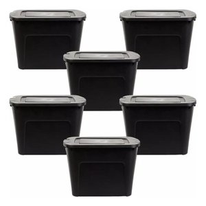Kit 6 Caixas Organizadora Ecobox 80l Preta