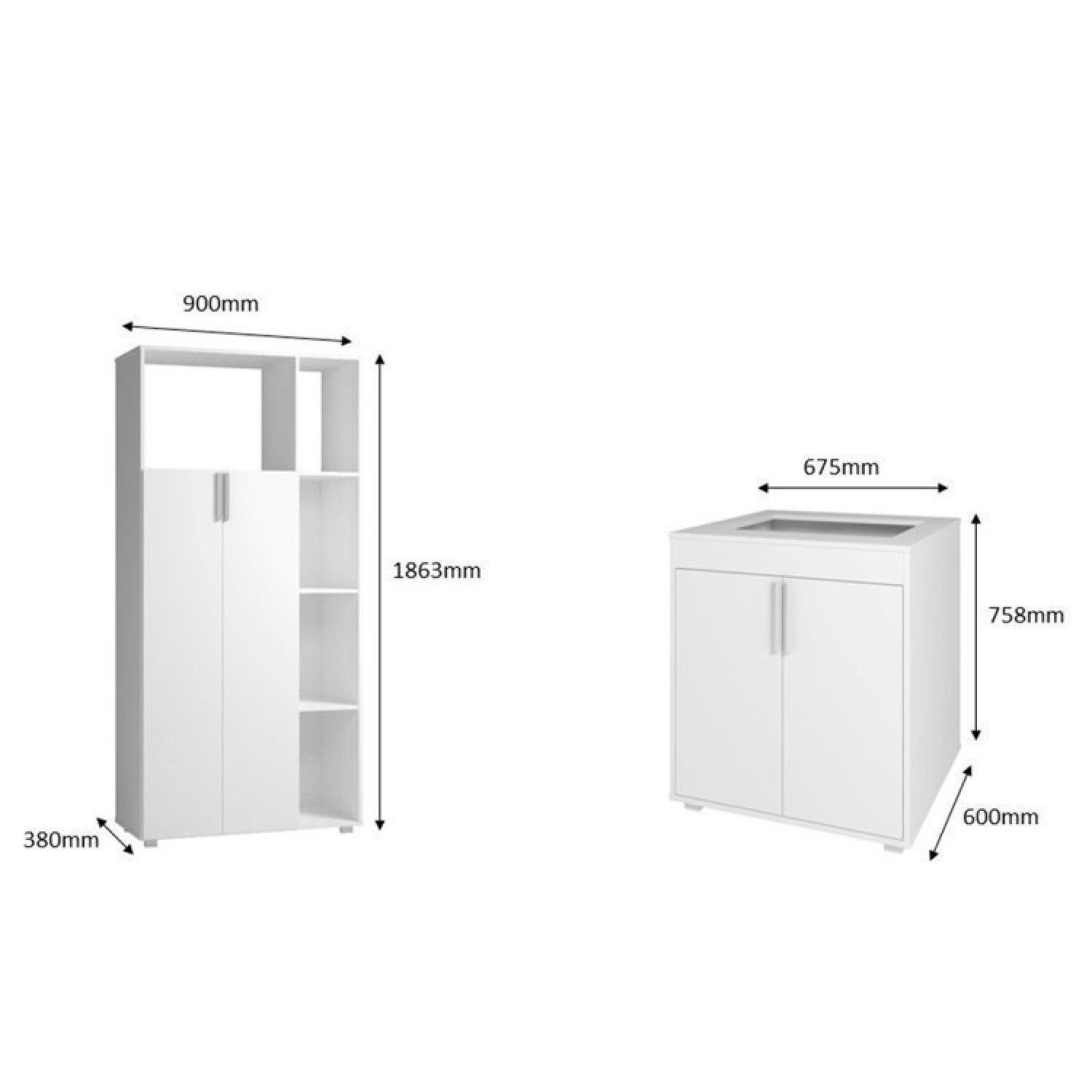 Conjunto Cozinha Armário 2 Portas 5 Nichos e Balcão para Cooktop 2 Portas - 3
