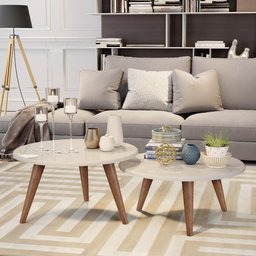 Conjunto de Mesas de Centro Pés Palito Isis Off White - 1