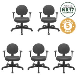 Kit 5 Cadeiras para Escritório Ergonômica Secretária Backsystem Operativa Nr17 - 2