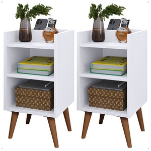 Kit 2 Mesinha de Cabeceira para Quarto Cama Branco