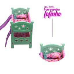 Brinquedo Berço com Escorregador - Modelo Beliche Cor:rosa - 4