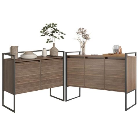 Buffets Jogo Porto de Savana 5 Portas 1 Prateleira MDP 120cm Affara Plata Móveis