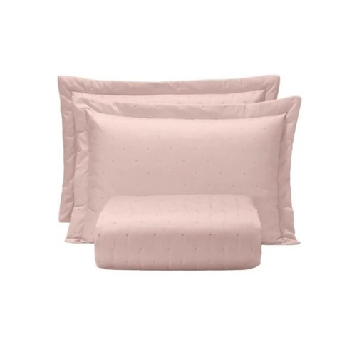 Jogo Cobre Leito Toque de Algodão 250 Fios Casal 220x240cm - Rosa Tule