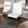 Cadeira de Jantar Escritorio Industrial Garden Ferro Dourado Corino Branco - Móveis Mafer - 4