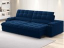 Ver imagem 1 de Sofá com Porta Copos e Carregador Usb Ret Rec Luke 2,90m Veludocristal Azul Marinho - Netsofas