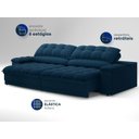 Ver imagem 5 de Sofá com Porta Copos e Carregador Usb Ret Rec Luke 2,90m Veludocristal Azul Marinho - Netsofas