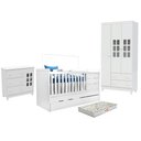 Ver imagem 1 de Quarto de Bebê Mariah 3 Portas com Berço Americano Multifuncional Cleo Branco com Colchão Gazin - Ca