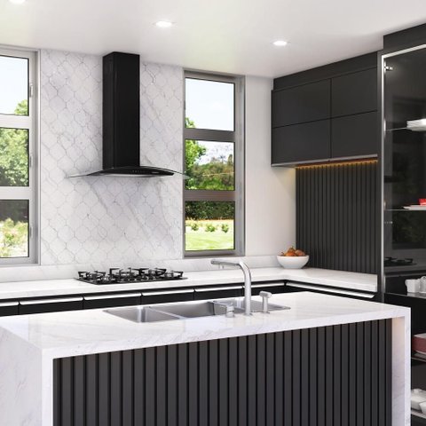 Coifa de Parede Fogatti com Função Depurador e Exaustor Vidro Curvo Clean 80cm 140w Preto 127v