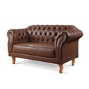 Ver imagem 3 de Sofá Chesterfield 2 Lugares Couro Sintético Marrom Duque 150cm Yescasa