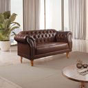 Ver imagem 1 de Sofá Chesterfield 2 Lugares Couro Sintético Marrom Duque 150cm Yescasa