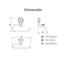 Papeleira Porta Papel Higiênico para Banheiro Linha Bello Cor Preto e Cromado Durín - 3