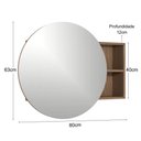 Ver imagem 2 de Armário Espelheira Luna sem Porta 1 Prateleira MDF com Espelho 80cm Amadeirado Venturi