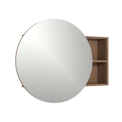 Armário Espelheira Luna sem Porta 1 Prateleira MDF com Espelho 80cm Amadeirado Venturi