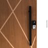 Kit Porta de Madeira Frisada 210x80cm Batente 14cm Fechadura Digital e Puxador - 9