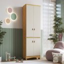 Ver imagem 1 de Armário Multiuso 4 Portas 61,7cm 100% MDF Pupilo Espresso Móveis Bege/Off White/Amêndoa