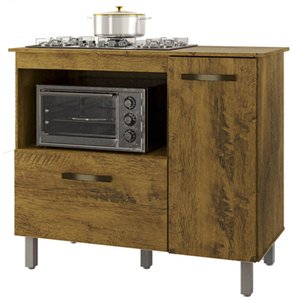 Balcão Antonella para Cooktop 4 ou 5 Bocas e Forno 2 Portas Borsari Cor Canela