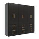 Ver imagem 2 de Guarda-roupa Casal Arkansas 6 Portas 12 Gavetas Preto - Pnr Móveis