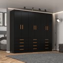 Ver imagem 1 de Guarda-roupa Casal Arkansas 6 Portas 12 Gavetas Preto - Pnr Móveis