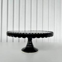 Decoração boleira cake redonda preta c/ pé em cerâmica - 2