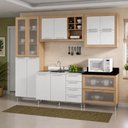 Ver imagem 1 de Armário de Cozinha Aspen 12 Portas 6 Gavetas MDF-MDP 270cm Café e Branco Ditália Móveis