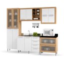 Ver imagem 4 de Armário de Cozinha Aspen 12 Portas 6 Gavetas MDF-MDP 270cm Café e Branco Ditália Móveis