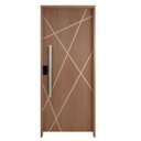 Ver imagem 3 de Kit Porta de Madeira Frisada 215,5x96,5cm Batente 14cm Fechadura Digital e Puxador Rodam Marrom