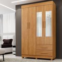 Ver imagem 2 de Guarda Roupa Leblon 4 Portas 2 Gavetas 5 Prateleiras Cinamomo